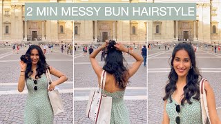 Half Up Messy Bun Hairstyle | Human Hair Messy Bun Scrunchie | How To Get Perfume Messy Bun #Shorts