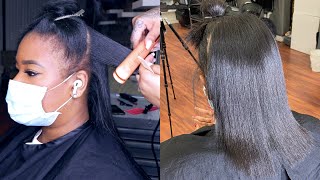 Silk Press With Extensions & Flat Iron Sale!