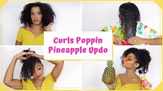 Curly Hair Pineapple Updo Using Curls Poppin Pineapple Collection