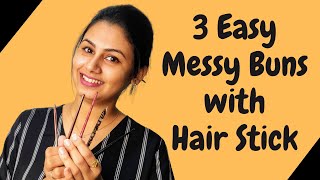 3 Easy Juda Hairstyles With Hairstick | No Rubber Band | Malayalam | Keerthi'S Katalog