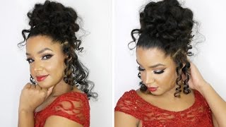 Perm Rod Updo On Natural Curly Hair Ft. Curls Blueberry Bliss