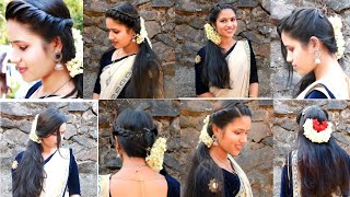 Different Type Of Hair Styles With Jasmine Flowers//Mullapoo Hair Styles//2020//Malayalam//Saranya