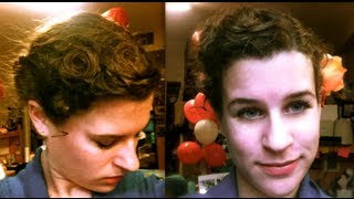 Curly Hairstyle: Retro Victory Rolls Updo