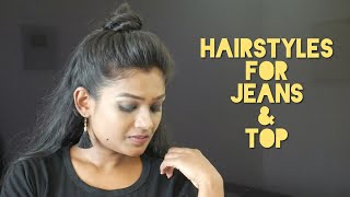 5 Easy Hairstyles For Jeans & Top|Easy Everyday College/School Hairstyles|Disha Malayali Youtuber