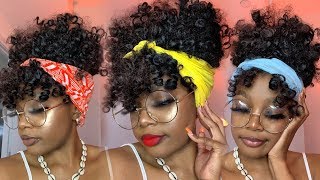 Fast Curly Summer Crochet Scarf/ Headwrap Updo Ft. Trendy Tresses