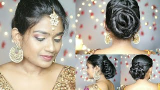 Easy Hairstyles With Lehenga/Saree | Easy Hairstyles | Hairstyle For Party | Bridal Hairstyles