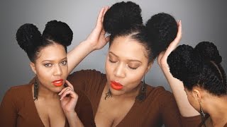 Natural Hair Tutorial - Minnie Mouse Buns Flat Twisted Updo On Curly Hair // Samantha Pollack