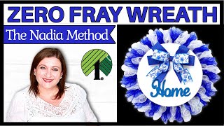 Zero Fray Blue And White Deco Mesh Wreath The Nadia Method No Fray Deco Mesh Wreath Diy Tutorial