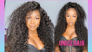 Nice For What? | Unice Hair Brazilian Natural Pre-Plucked Long Curly Lace Front Wig