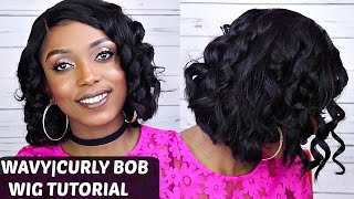 How To Wavy|Curly Bob Wig Tutorial | Start To Finish | West Kiss Hair