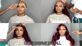 Burgundy Lace Frontal Quickweave Step By Step Ft. Supernovahair| Ari J.