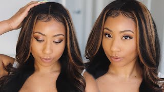 Highlighted Lace Frontal Wig Install | Elastic Band Method | No Glue | Celie Hair