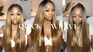How To: Middle Part Quick Weave With Minimal Leave Out| Ash Blonde Hair Color Ft.Megalook Hair