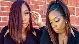  Under $40 Outre Melted Hairline Breanne Hd Lace Synthetic Wig | Frontal Effect Half Up Ponytail
