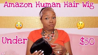 Amazon Human Hair Wig Under $50 | Jaja Hair 8 In Bob Wig First Impressions