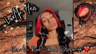 Red Skunk Stripe❤️+ Luvme Hair 5X5 Undetectable Lace Closure Hair Review!!