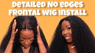 Detailed No Edges 26Inch Curly Wave Frontal Wig Installation Ft West Kiss Hair