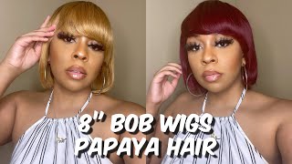 2-In-1 Review | 8 Inch T27 & 99J Bob Wigs | Papaya Hair | Lindsay Erin