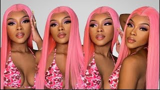 I Tried A Pink Wig…Again! Bubble Gum Pink Watercolor Method + Easy Frontal Wig Install