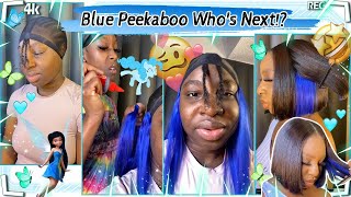 Quick Weave Blue Peekaboo Bob Hair | Leave Out Method #Tiktokviral #Shorts Ft.#Ulahair