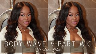 Body Wave V-Part Wig Ft. Unice Hair | No Glue Or Products! | Beginner Friendly | Jessicanicole