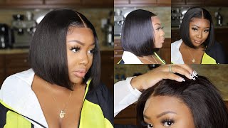 How To Install And Style A Short Bob Lace Wig For Beginners  | Feat. Myfirstwig