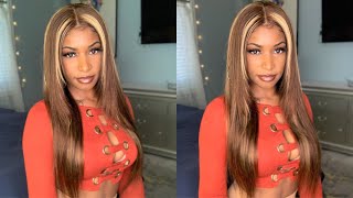 Blonde Highlighted 4X4 Lace Closure Wig Install | Straight Wig | Ishow Hair
