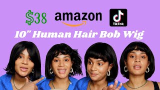 Affordable Bob Wig With Bangs On Amazon | Tiktok Viral | Amazon Prime Wig | Human Hair Bob Wig 2022