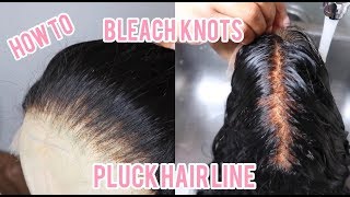 Detailed How To: Bleach Knots On Lace Closure &  Pluck Hair Line| Customize Hair Line