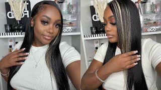 1B/613 Skunk Stripe Frontal Wig Install Ft. One More Hair