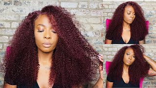 This Affordable Burgundy Kinky Curly Wig Is A Must |No Fake Scalp Needed For Beginners #Reshinehair