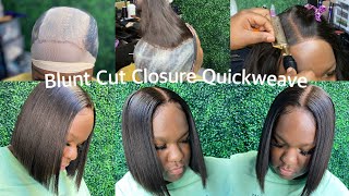 Closure Quickweave Middle Part Blunt Cut Bob