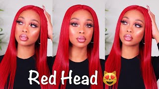 I’M A Redhead Now !! Bomb Red 13*6 Brazilian Straight Wig!- Ft Tinashe Hair