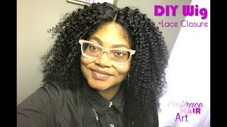 Diy Natural Kinky Hair Lace Closure Wig