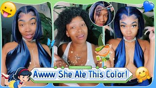 Electric/Indigo Blue Hair! Lace Front Bob Wig Install | Dramatic Hairline | #Ulahair