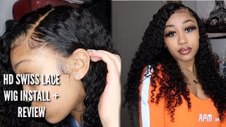 Hd Swiss Lace Pre-Plucked Curly Wig Install + Review Ft Afsisterwig
