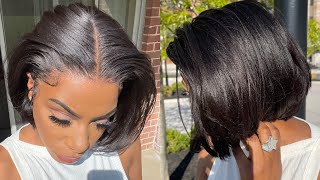 Realest Yaki Bob Wig You'Ve Ever Seen! Ready To Wear Perfect Hairline! Real 13X6 Hdlace Myfirst