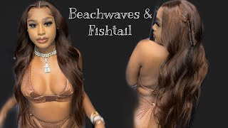 Beach Waves & Fishtail Braid ✨ | Chocolate Brown Hair Color | Recool Hair