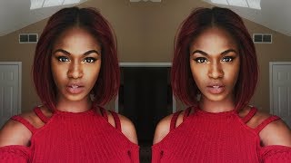 How To Slay This Red Bob Lace Front From My First Wig - Unboxing And Styling Tutorial | Kiitana