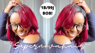 Ombre 1B/99J Burgundy Bob Wig From Amazon | Install + Review | Ft. Supernovahair