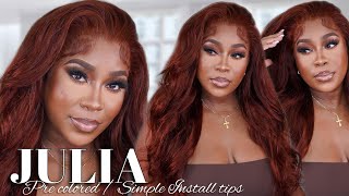You Need This ! Pre Colored Brownish Red Frontal Wig From Julia Hair | *Easy* Install Tips