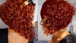 Angled Orange Copper Bob! How To Bleach/Tone/Water Color & Cut Deep Curly Hair From Nadula Hair