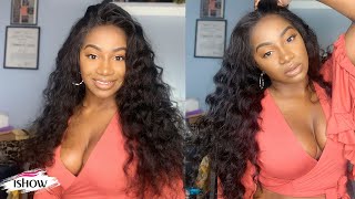 Ishowbeauty Loose Deep Wave Virgin Remy Human Hair Lace Front Wig Install