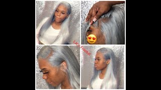 Flawless Lace Frontal Install|Quickweave| Transparent Lace | Silver -Gray Hair