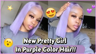 Amazing Color She Dyed Our Blonde Hair Purple! Lace Bob Wig Install #Elfinhair Review