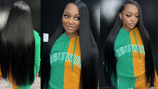 Side Part Quick Weave Tutorial | The Best Straight Hair| Wowafrican