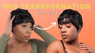 Throwback Look W|A Layered Pixie Cut Human Hair Wig |Super Affordable & Budget-Friendly |Ponpons