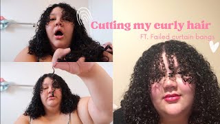Cutting My Curly Hair - Curtain Bangs Fail