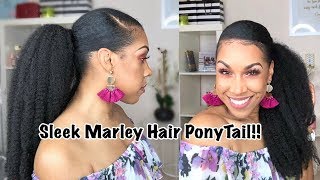 How To | Quick & Easy Sleek Marley Ponytail + 4C Natural Hair + Protective Hairstyle On 4C Hair
