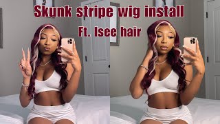 Blonde And Burgundy Skunk Stripe Wig Install Ft. Iseehair| Shalaya Dae
